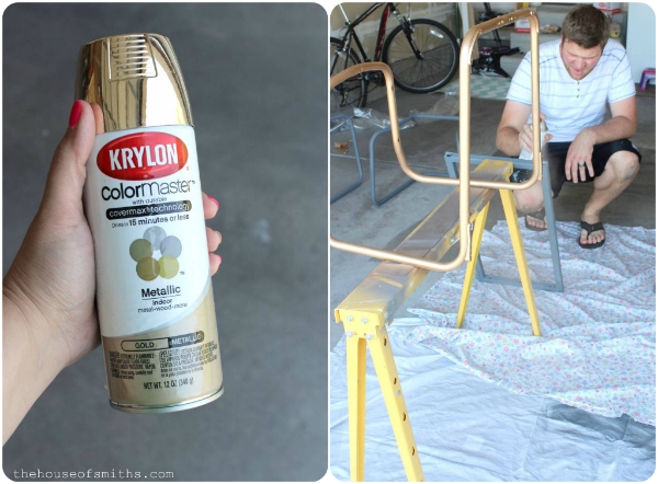 Chrome Chairs go Gold & A Game Table + How to Spray Paint Metal